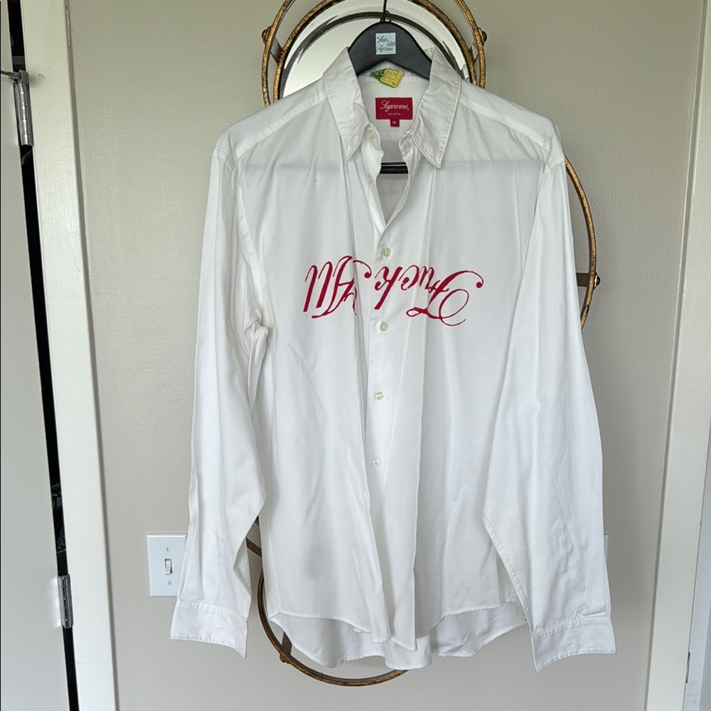 Supreme Jamie Reid White Button Down Shirt SS21 Collection Size XL